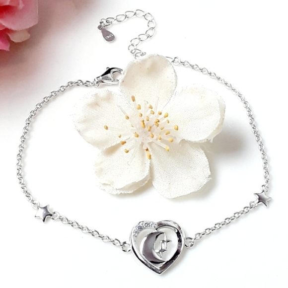 NEW S925 Bracelet Crescent Moon and Star - Picture 7 of 7